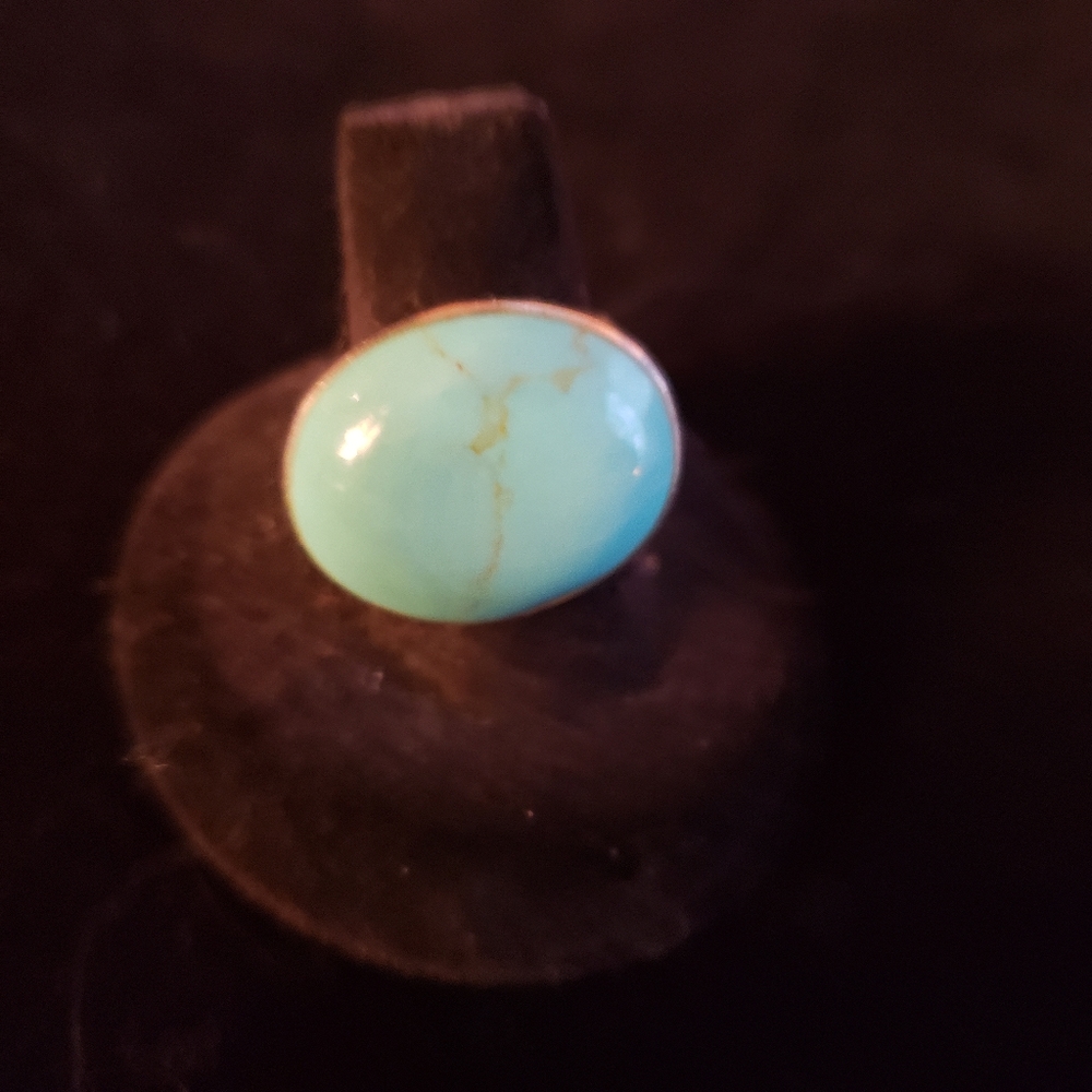 Vintage Oval turquoise Thailand NF 925 ring